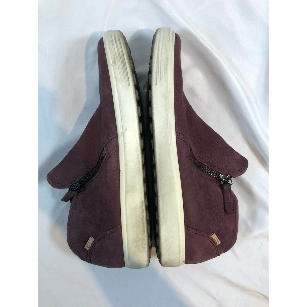 Ecco Soft 7 Tred Zip Burgundy Nubuck Leather Ankle Boots Womens 10 41 430243